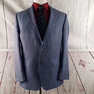 Chaps 44R 2 Button Blue Birdseye Suit Blazer Sport Coat